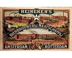 Heineken Brouwerij Groot Metalen Wandbord, Maat:40x30 cm - Drank-Bier-Werkplaats-Garage-Classic Car-oldtimer-Man Cave-Wandbord mancave-Kroeg decoratie-Tekstbord-Metalen wanddecoratie