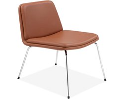 Heine|Loungestoel met metalen poten in PU cognackleurig