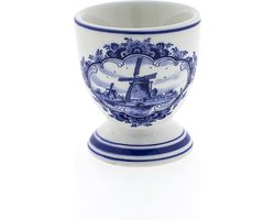 Heinen delfts blauw 2 stuks eierdopjes molen