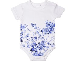 Heinen Delfts Blauw - Baby Romper - Bloemen