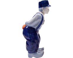 Heinen Delfts Blauw - Decoratiebeeld Kissing couple XL - Boer - Delfts blauw - 30 cm