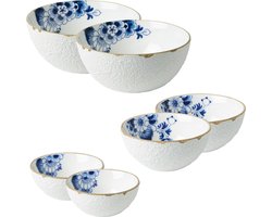 Heinen Delfts Blauw - Kommenset Blauw Bloesem - Porselein - set van 6