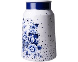 Heinen Delfts Blauw - Melkbusvaas - Blauwe Stip - Groot - Hoogte 30 cm.