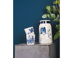 Heinen Delfts Blauw Melkbusvaas Blauwe Stip - Medium