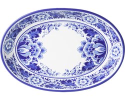 Heinen Delfts Blauw - Schaal Bloem ovaal