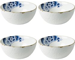 Heinen Delfts Blauw - Soepkom Blauw Bloesem - Porselein - 600 ml - 4 stuks