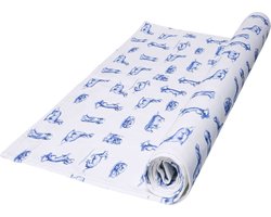 Heinen Delfts Blauw - Tafelloper Teckel Nhaan - Wit - Katoen -150 x 50 cm