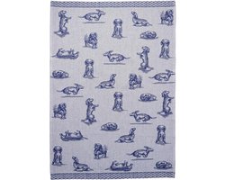 Heinen Delfts Blauw - Theedoek - Teckel Nhaan - Katoen - 50x70 cm