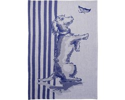 Heinen Delfts Blauw - Theedoek Teckel Nhaan - Strepen - Katoen - 50x70 cm