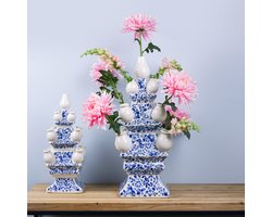 Heinen Delfts Blauw Tulpenvaas XL (3 Delig) Stapelgekte - Porselein - Blauw - 22 x 51 x 22 cm (BxHxD)