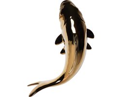 Heinen Delfts Blauw - Wanddecoratie vis - Keramiek - Goud - Groot - 24 cm