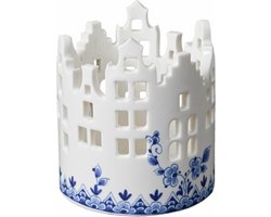 Heinen Delfts Blauw - Waxinelichthouder Huisjes - Delfts blauw - 9 cm