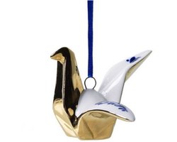 Heinen Delftsblauw kerstornament kraanvogel