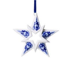 Heinen Delftsblauw kerstornament ster 3