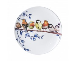 Heinen Delftsblauw wandbord Bosvogels