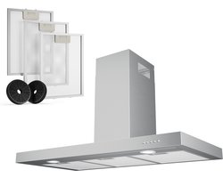 Heinrich’s HDU 7630 90cm Afzuigkap RVS - inclusief set koolstoffilters – 330m3 - energieklasse A++