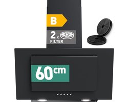 Heinrich's HDU7621 - Afzuigkap - 60cm - zwart - 300m3 - Schuine afzuigkap - met koolstoffilters