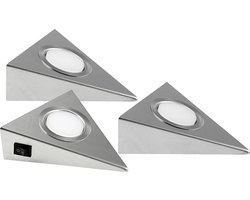 Heitronic 23009 GENUA LED-onderbouwlamp Set van 3 stuks 6 W Warmwit RVS