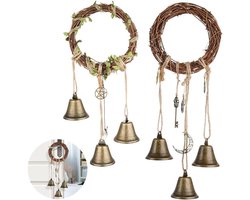 Heksen Klokken Set - Decoratie Hangers - Huis Beschermen - Handgemaakt Rotan Ontwerp - 2 Stuks - Brons