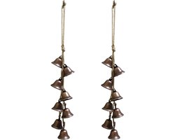 Heksenbellen Set - Decoratieve Klokjes - Energie Zuiveren - Twee Stuks - 42cm Lengte - Brons