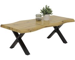 HELA GERD Boomtafeltafel, salontafel, X-frame, houtmateriaal, wild eiken natuur, 110 x 60 cm