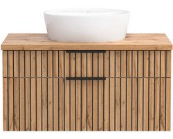 Held Möbel wastafel 80 cm - opzetwastafel Liverpool Wotaneik / zwart (gestreept) 80x54,5x47 cm