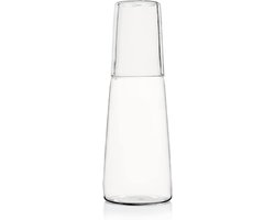 Helder glazen waterfles met beker - duurzaam en stijlvol - 2 stuks