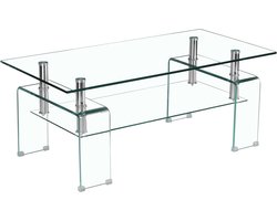 Heldere geharde glazen salontafel voor woonkamer en theetafel met glazen poot-helder