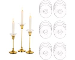 Heldere Ring Kandelaars Houder - Taper Kaars Houder - Glas Bobeche Set Van 24 - Ronde Kaars Beschermer Voor Kerstmis - Kaarshouders - Kandelaar Houder Kaars Bobeches Voor Bruiloft Centrumstuk