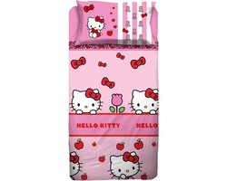 Hello Kitty beddengoedset eenpersoons 100% katoen roze 3-delig