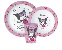 Hello Kitty – Kuromi kinderserviesset 3-delig – Bord, kom en beker - ontbijt - lunch - diner