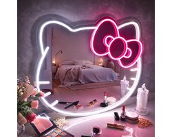 Hello Kitty LED Spiegel – Dimbaar – 37,5 x 45 cm – USB A – Verlichte Make-up Spiegel – Wanddecoratie – Inclusief Ophangmateriaal