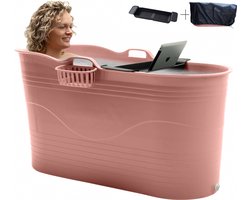 HelloBath® - Bath Bucket XL (Comfort) - Terracotta - 122 cm - Zitbad voor volwassenen - IJsbad - met rekbare Afvoerslang tot 3 meter - EXTRA's: Badplank, Kraantje en Beschermhoes