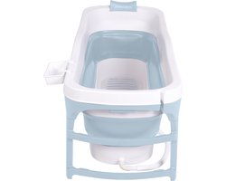 HelloBath® Opvouwbaar bad voor Volwassenen en Kinderen M, 128x60x58 cm – Mobiele Badkuip | Bath Bucket voor Kleine badkamer (Blauw)