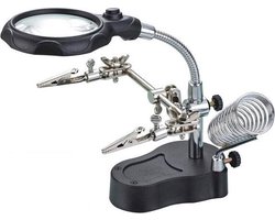 Helpende Derde / 3e Hand Soldeer Houder Met LED Lamp Vergrootglas & Soldeerbouthouder