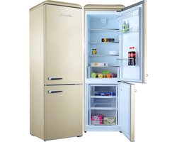 Helvetia Retro Koel-vriescombinatie HRCBGR300PEC1 - Crèmekleur (Beige) 300L - Geventileerd - Led Verlichting - XL - 192 cm hoog