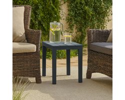 HEM Bijzettafel Zwart – Kunststof Tuintafeltje 60x39x45 cm – Lichtgewicht & Weerbestendig Bijzet Tafeltje voor Buiten – Compact Buitentafeltje voor Balkon, Tuin & Camping – Inclusief HEM Microvezeldoekje