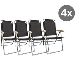 HEM Campingstoel 4 stuks – 5 Standen Verstelbaar – Opvouwbaar – Lichtgewicht Aluminium – Ademend Textileen – Comfortabele Klapstoel voor Camping, Strand en Tuin