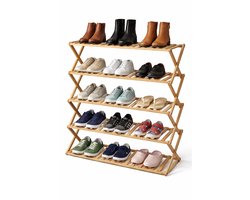 HEM Houten Schoenenrek Van Bamboe – 5 Lagen – Opvouwbaar, Smal En Ruimtebesparend