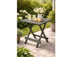 HEM Inklapbare Bijzettafel 43x45 cm – Groene Kunststof Tuintafel – Opvouwbare Campingtafel – Balkon Tafel – Lichtgewicht & Weerbestendig – Klaptafeltje voor Buiten