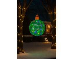 HEM Opblaasbare Kerstbal – 122 cm Hoog – Met LED Verlichting en Blower – Inclusief Opbergzak, Grondpennen en Scheerlijnen