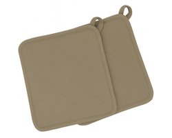 HEM Pannenlappen Taupe – Groot Formaat – 100% Katoen – Gevoerd met Polyester – Hittebestendig tot 250°C – Set van 2 – Keukenaccessoires