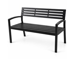 HEM Tuinbank Staal Zwart 115 x 55 x 85 cm – Moderne Tuinbank Voor Tuin en Terras – Belastbaar Tot 220 kg