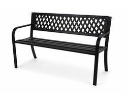 HEM Tuinbank Staal Zwart 119x50x75 cm – Stalen Tuinbank met Rugleuning – Belastbaar tot 220 kg