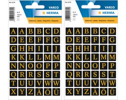Hema Stickervellen - 192x Letter stickers - alfabet - zwart/goud - 13 mm