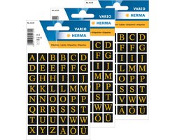 Hema Stickervellen - 288x Letter stickers - alfabet - zwart/goud - 13 mm