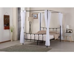 Hemelbed Amore metaal 140x200 - zwart - Poldimar - Tweepersoons bedkader - Zwart - Metaal Tweepersoons Normaal bed