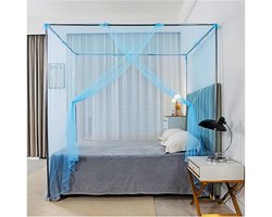 Hemelbed Frame - Bed Canopy - Slaapkamer Decoratie - Roestvrij Staal - Queen Size - Blauw