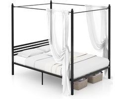 Hemelbed Frame - Tweepersoonsbed - Slaapkamer Inrichting - Robuust Metalen Frame - 140 x 200 cm - Zwart