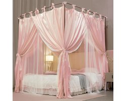 Hemelbed Gordijn - Bedhemel Klamboe - Slaapkamer Decoratie - Dubbellaags Mesh - 12 x 2 x 21 m - Roze